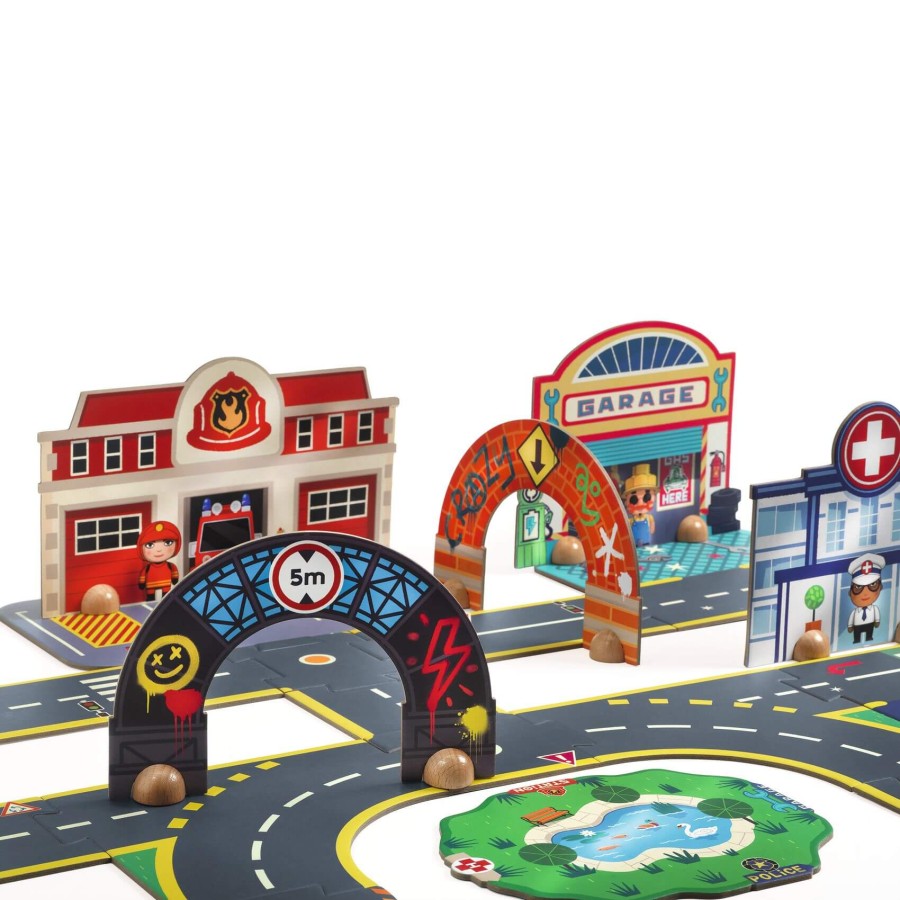 Drewniana układanka 3D MIASTO CRAZY MOTORS / Djeco