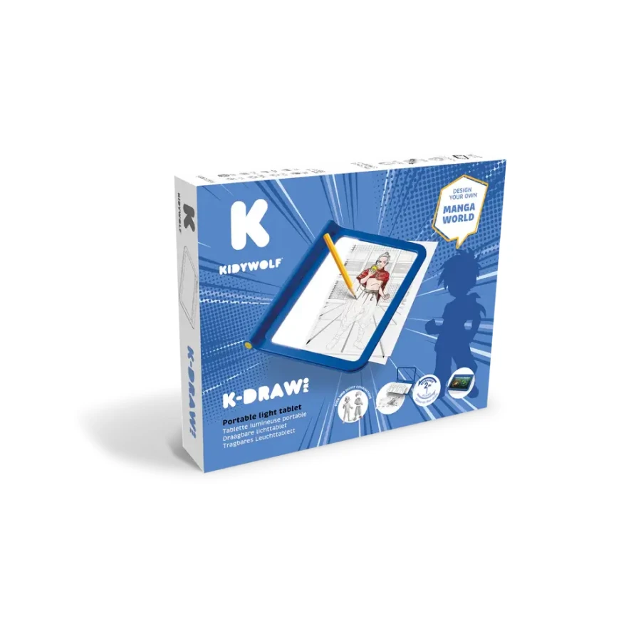 Podświetlany tablet do nauki pisania i rysowania K-DRAW-PRO - niebieski / Kidywolf
