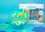 Zestaw sensoryczny DIY, świecący słoik z brokatami i figurkami Fun Fillers + naklejki gratis - ABC / Glo Pals