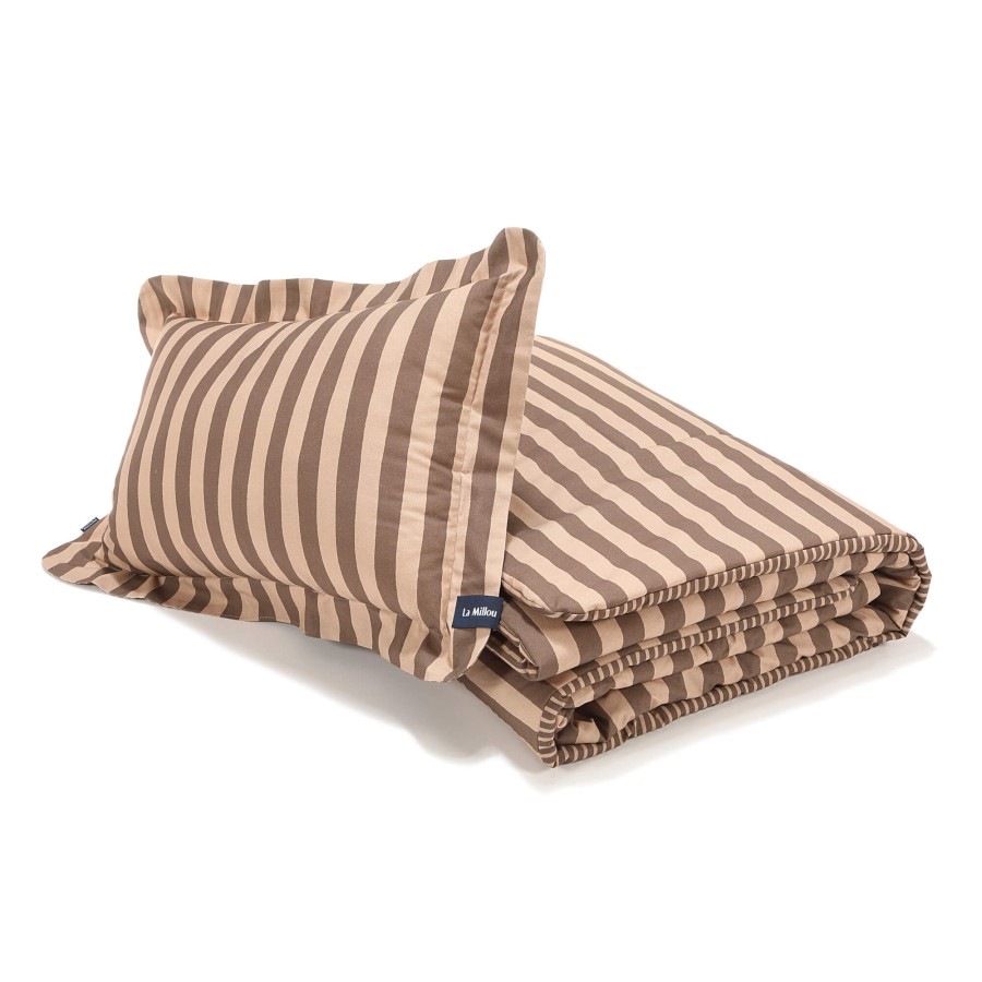 Komplet pościeli bawełnianej - STRIPES BROWN / La Millou