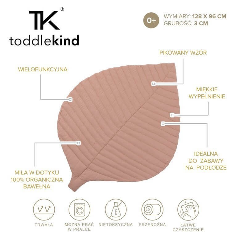 Mata do zabawy z bawełny organicznej w kształcie liścia - Sea Shell / Toddlekind