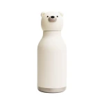 Butelka termiczna ze słomką Bestie, 460 ml - Niedźwiedź polarny / Asobu
