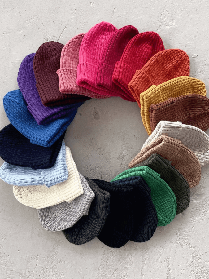 Czapka w prążek 100% wełny merino Ryś - jasny szary / Kopyto