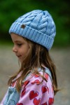 Czapka warkocz 100% wełny merino Owieczka - błękitny / Kopyto