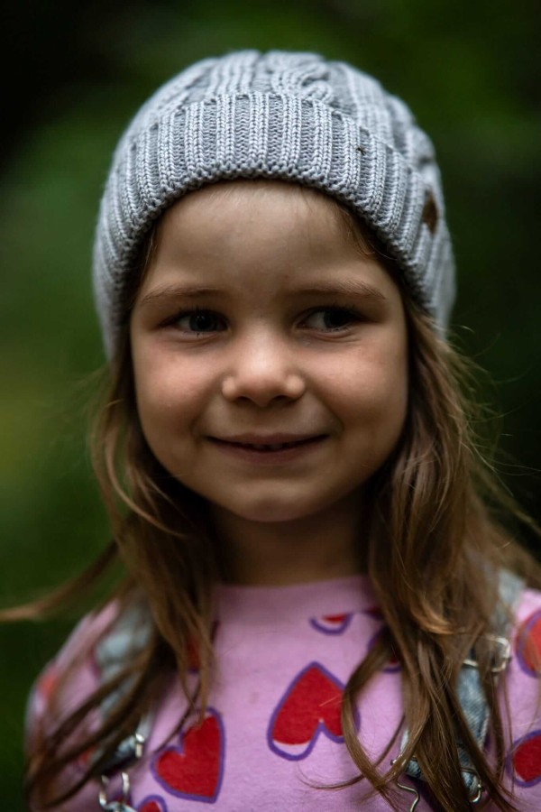 Czapka warkocz 100% wełny merino Owieczka - jasny szary / Kopyto