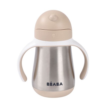 Butelka - kubek niekapek stalowa ze słomką 250 ml - Clay Earth / Beaba