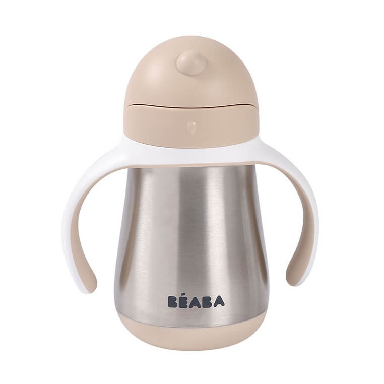 Butelka - kubek niekapek stalowa ze słomką 250 ml - Clay Earth / Beaba