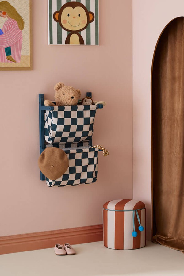 Półka ścienna materiałowa w szachownicę CIRCUS - check teal / Kid's Concept