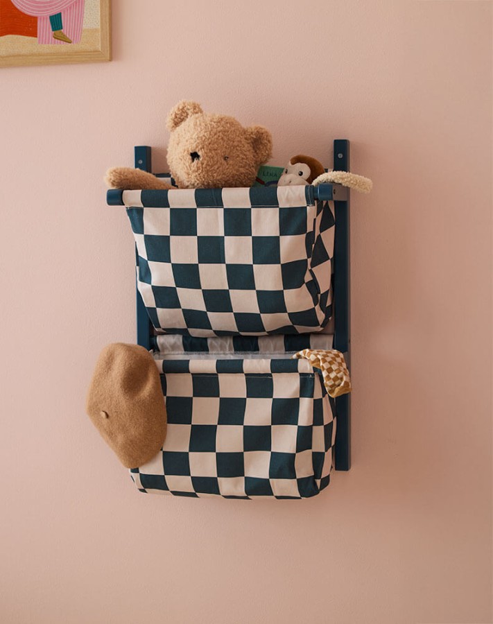 Półka ścienna materiałowa w szachownicę CIRCUS - check teal / Kid's Concept
