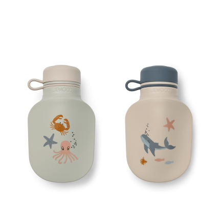 Silikonowe tubki na pokarm Lizzie, 2szt. - sea creature, sandy / Liewood