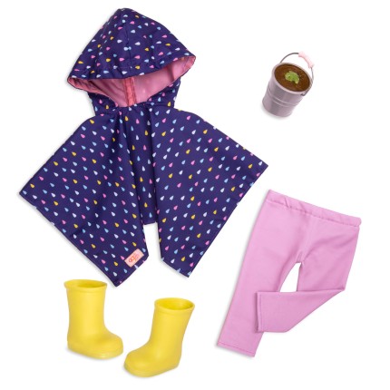 Zestaw ubranek dla lalek - Puddles of Fun - poncho i kalosze / OurGeneration