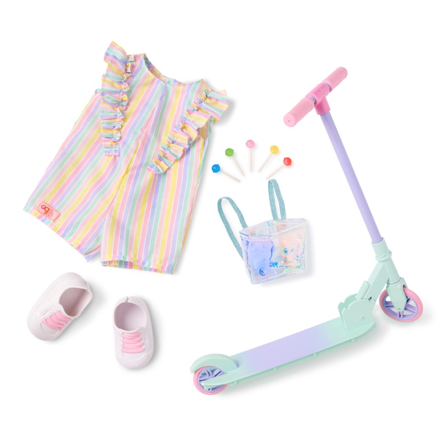 Zestaw ubranek dla lalek - Ride the Rainbow - strój z hulajnogą / OurGeneration