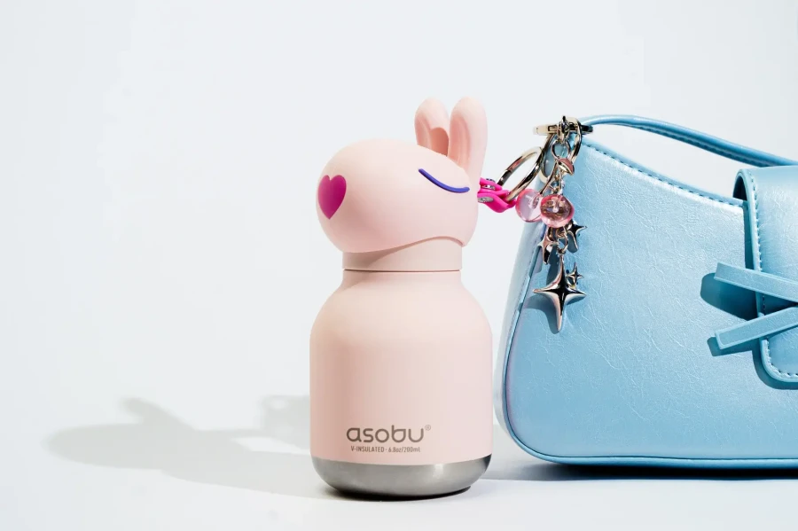 Butelka termiczna ze słomką Mini Bestie, 200 ml - Królik / Asobu