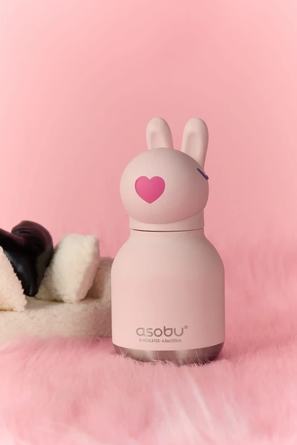 Butelka termiczna ze słomką Mini Bestie, 200 ml - Królik / Asobu