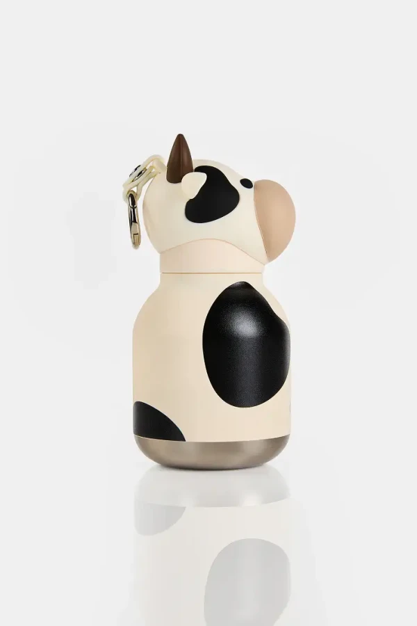 Butelka termiczna ze słomką Mini Bestie, 200 ml - Krowa / Asobu
