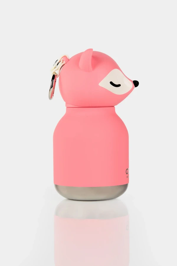 Butelka termiczna ze słomką Mini Bestie, 200 ml - Różowy Lis / Asobu