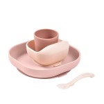 Komplet naczyń z silikonu z przyssawką Cotton candy / Beaba