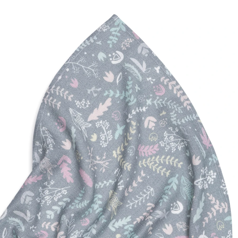 Pieluszka muślinowa 75x75 cm - BOTANIC GREY / Pink no More