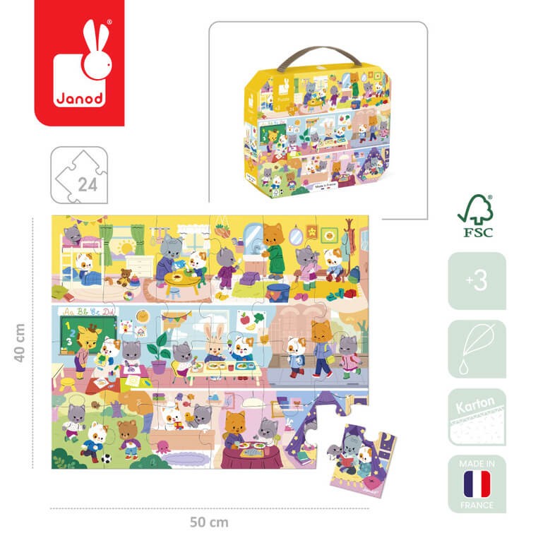 Puzzle w walizce Rytm dnia 24 elementy 3+ / Janod