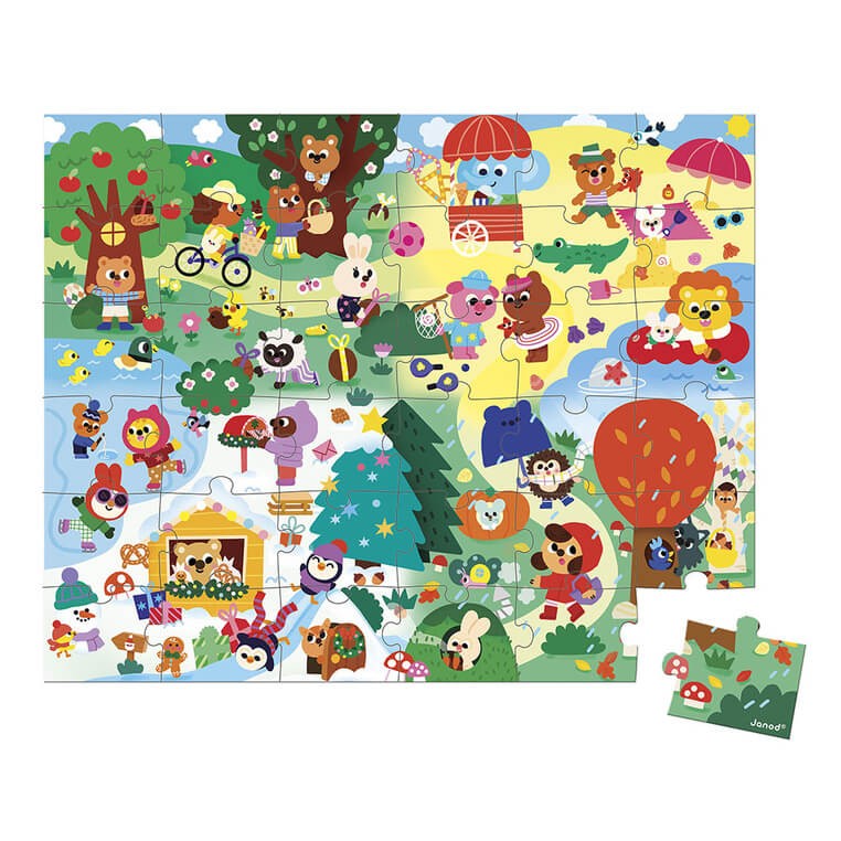 Puzzle w walizce 4 pory roku 36 elementów 4+ / Janod