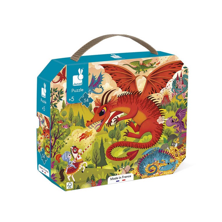Puzzle w walizce Królestwo smoków 54 elementy 5+ / Janod