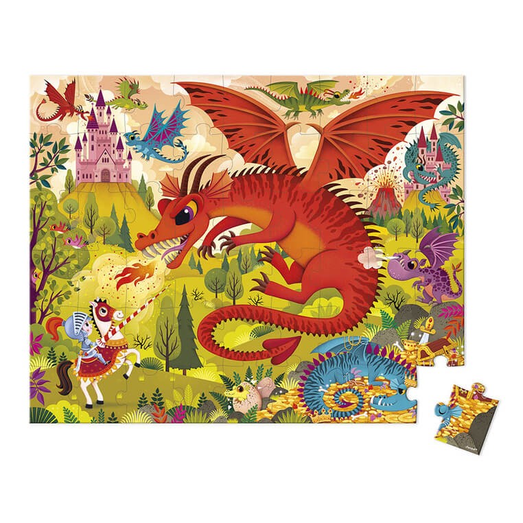 Puzzle w walizce Królestwo smoków 54 elementy 5+ / Janod