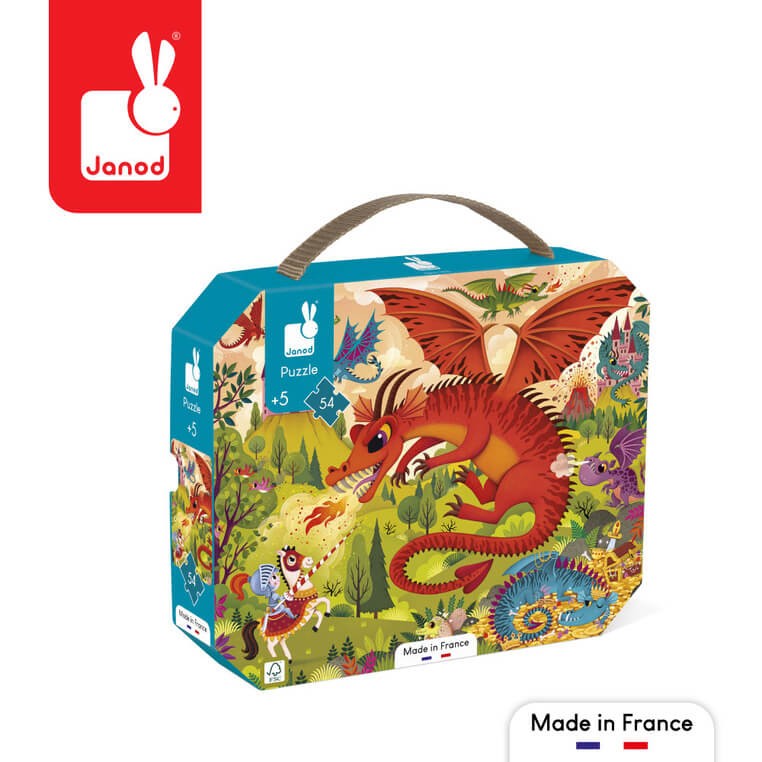 Puzzle w walizce Królestwo smoków 54 elementy 5+ / Janod