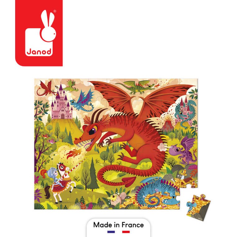 Puzzle w walizce Królestwo smoków 54 elementy 5+ / Janod