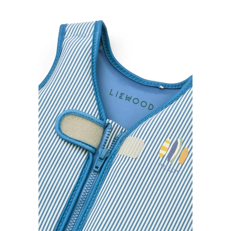 Kamizelka do pływania Dove Seersucker Swim Vest - Stripe Riverside, Creme de la creme / Liewood