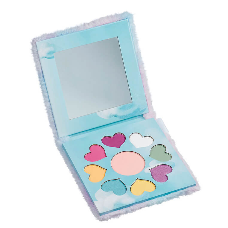 Paleta cieni do powiek z lusterkiem dla dzieci w puchatym etui 9 el. Jednorożec / Souza!