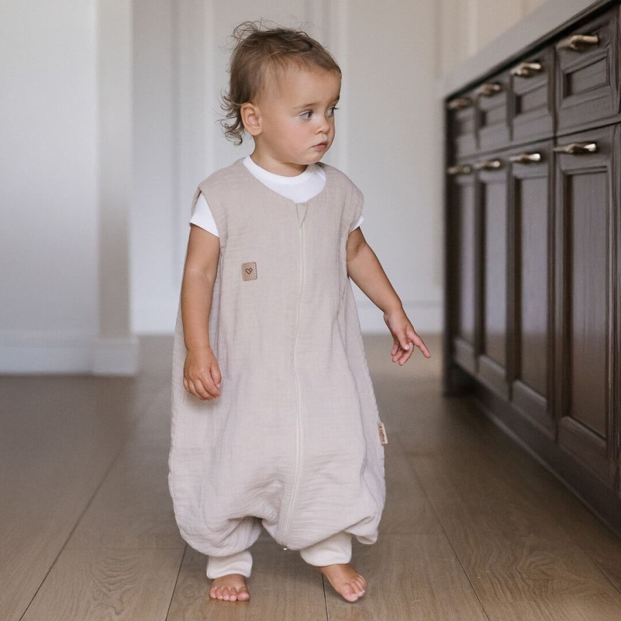 Śpiworek do spania muślinowy z nogawkami 1,5 TOG Malaga - Beige / Zaffiro