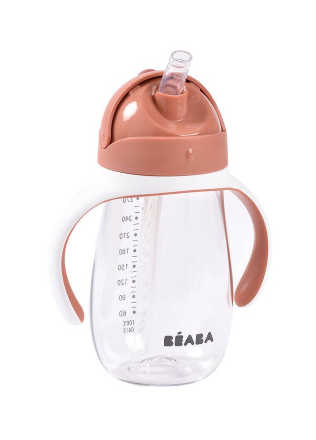Bidon tritanowy ze słomką, 300 ml - terracotta / Beaba