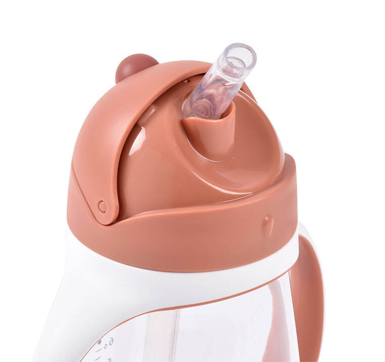Bidon tritanowy ze słomką, 300 ml - terracotta / Beaba