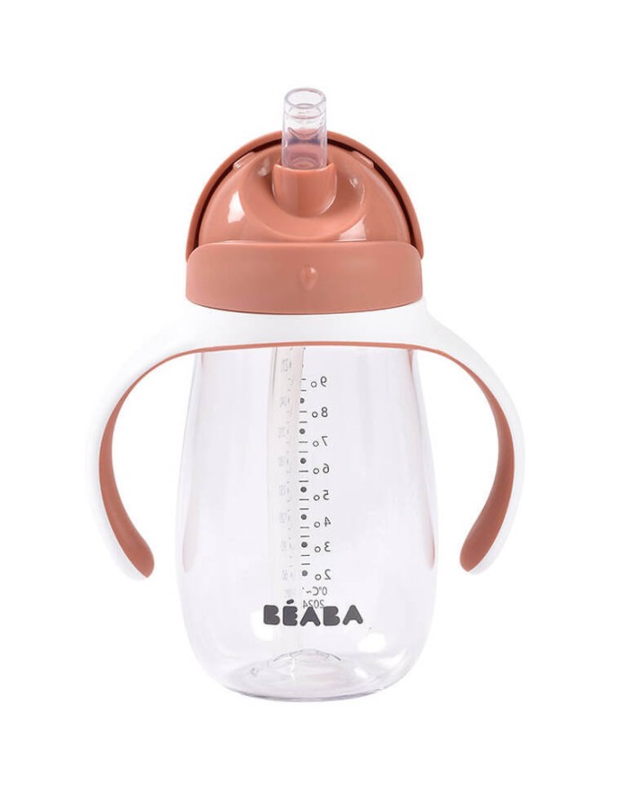 Bidon tritanowy ze słomką, 300 ml - terracotta / Beaba