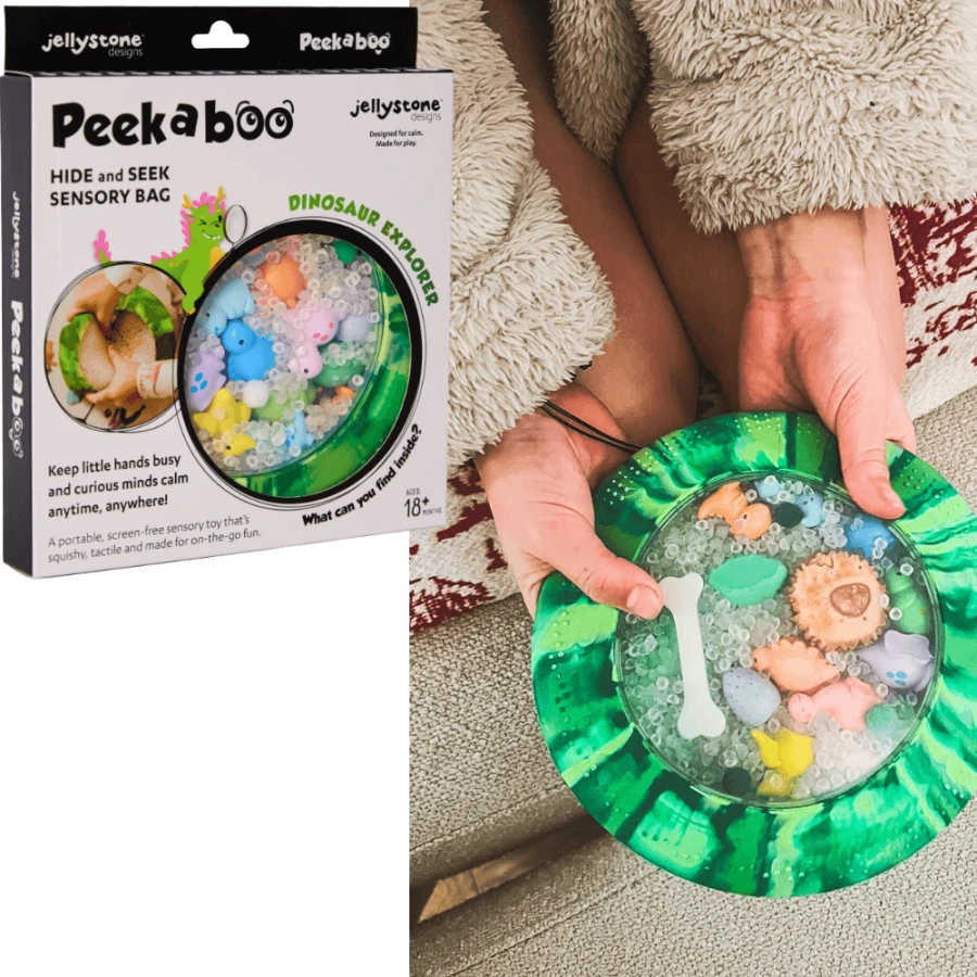 Sensoryczny dysk z figurkami A-Ku-Ku! Peekaboo - Dinozaur / Jellystone