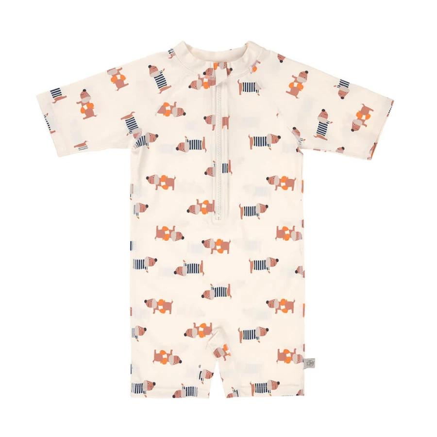 Kombinezon do pływania z krótkim rękawem UV60 Beach Dog - Orange, dark sea / Lassig