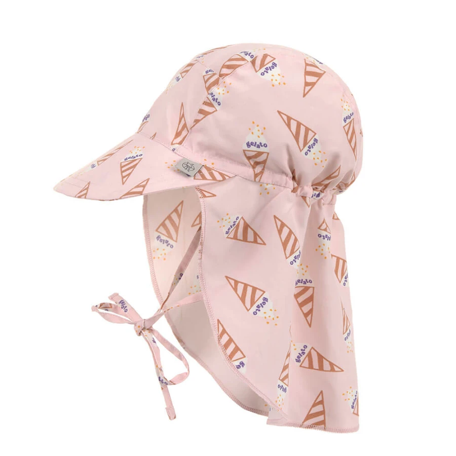 Kapelusz z filtrem UV80 z ochroną karku Splash & Fun Ice Cream - pale pink / Lassig