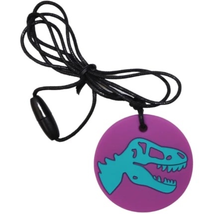 Gryzak terapeutyczny, antystresowy naszyjnik MEDIUM - Dinozaur fioletowy / Jellystone