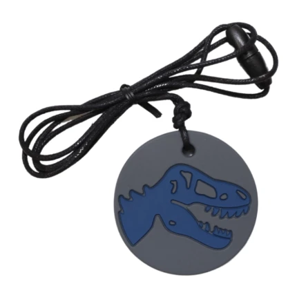 Gryzak terapeutyczny, antystresowy naszyjnik MEDIUM - Dinozaur szary / Jellystone