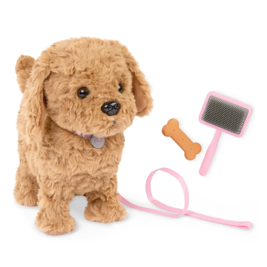 Interaktywny chodzący piesek z magnetyczną kostką i akcesoriami - Playful Paws Goldendoodle Pup / OurGeneration