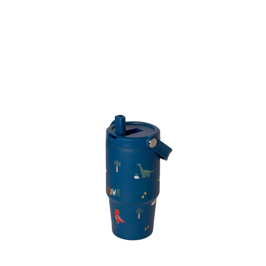 Kubek termiczny z uchwytem 600ml - Blue Dino / Citron