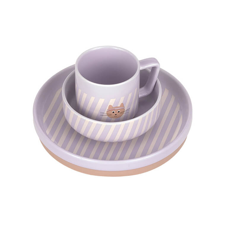 Komplet naczyń z porcelany Tiny Team Kotek / Lassig