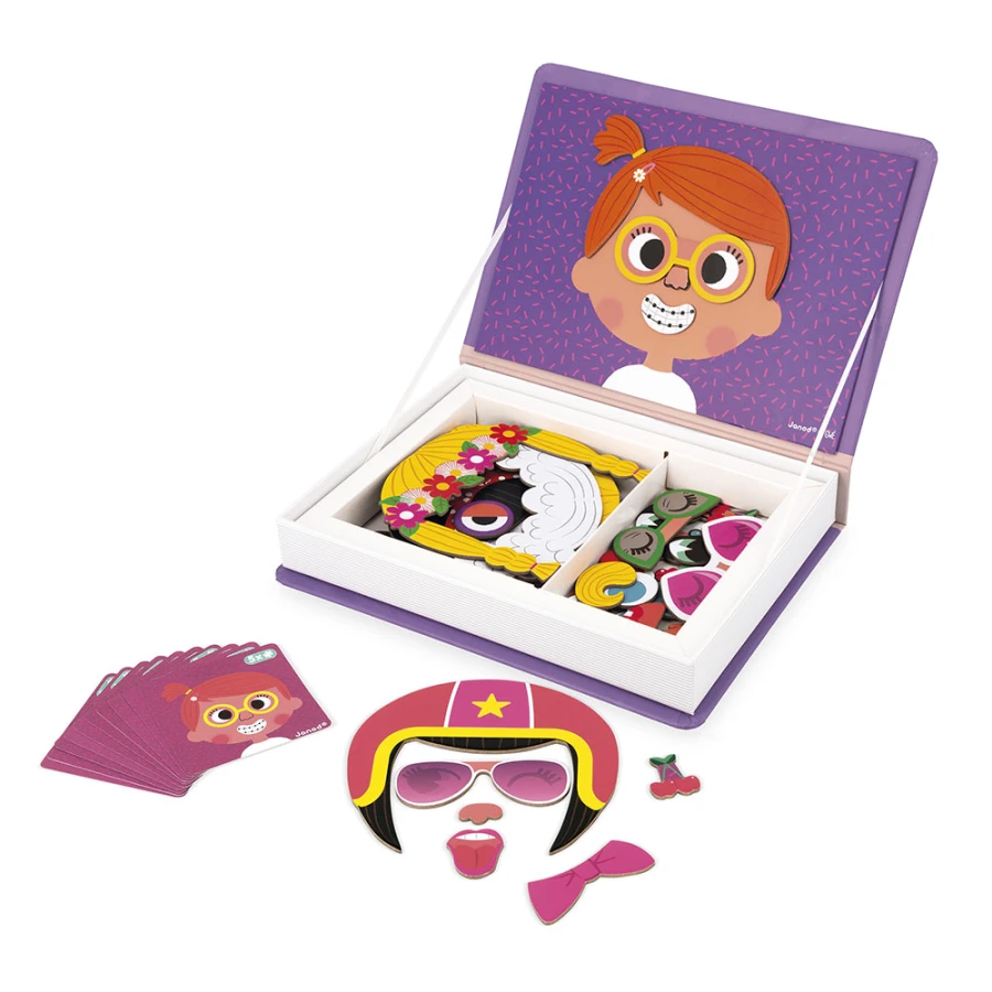 Magnetyczna układanka Śmieszne buzie Dziewczynka Magnetibook / Janod J02717