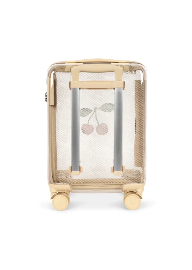 Walizka kabinowa na kółkach, przezroczysta 25L - cherry transparent / Konges Slojd
