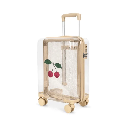 Walizka kabinowa na kółkach, przezroczysta 25L - cherry transparent / Konges Slojd