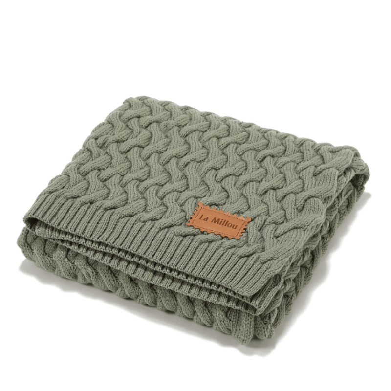 Kocyk ze 100% wełny merino - Stoned green / La Millou