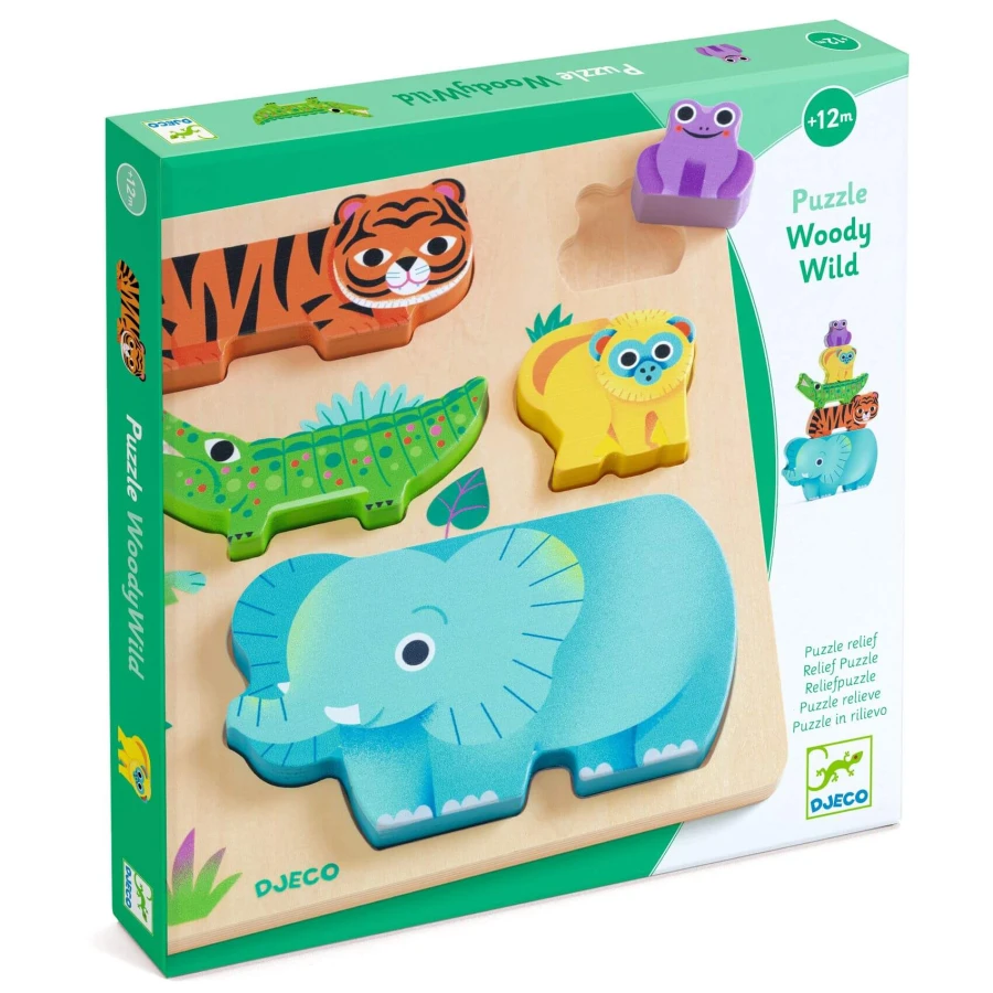 Drewniane puzzle DZIKIE ZWIERZĄTKA / Djeco