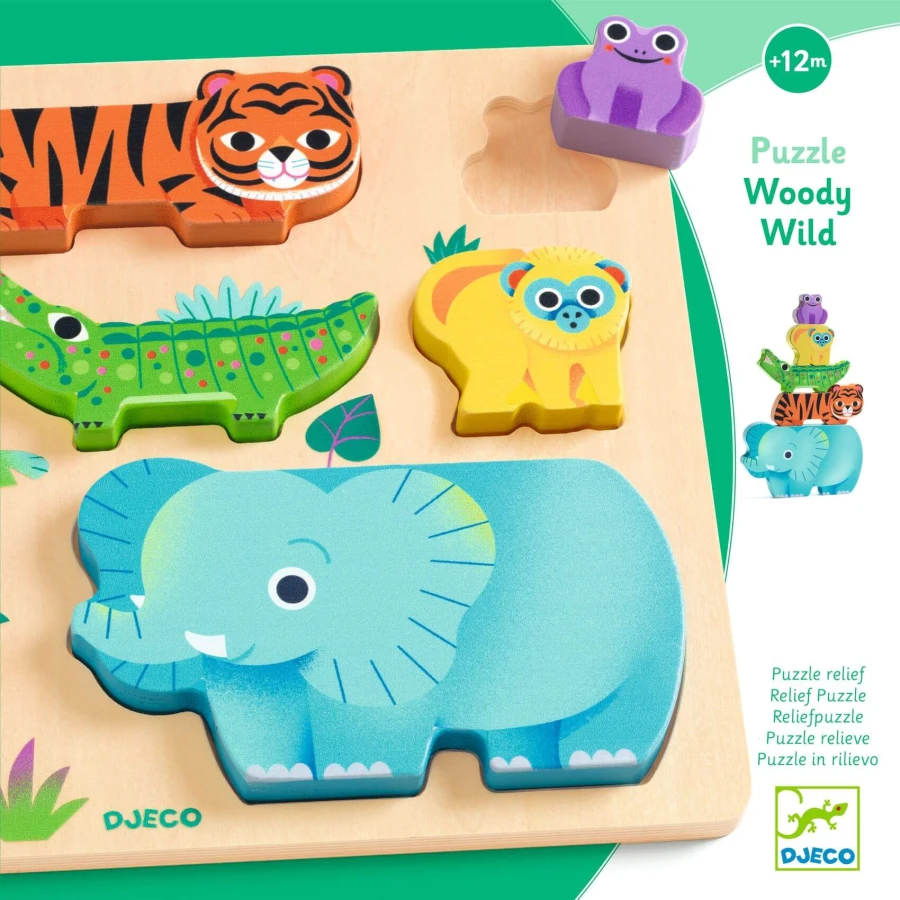 Drewniane puzzle DZIKIE ZWIERZĄTKA / Djeco