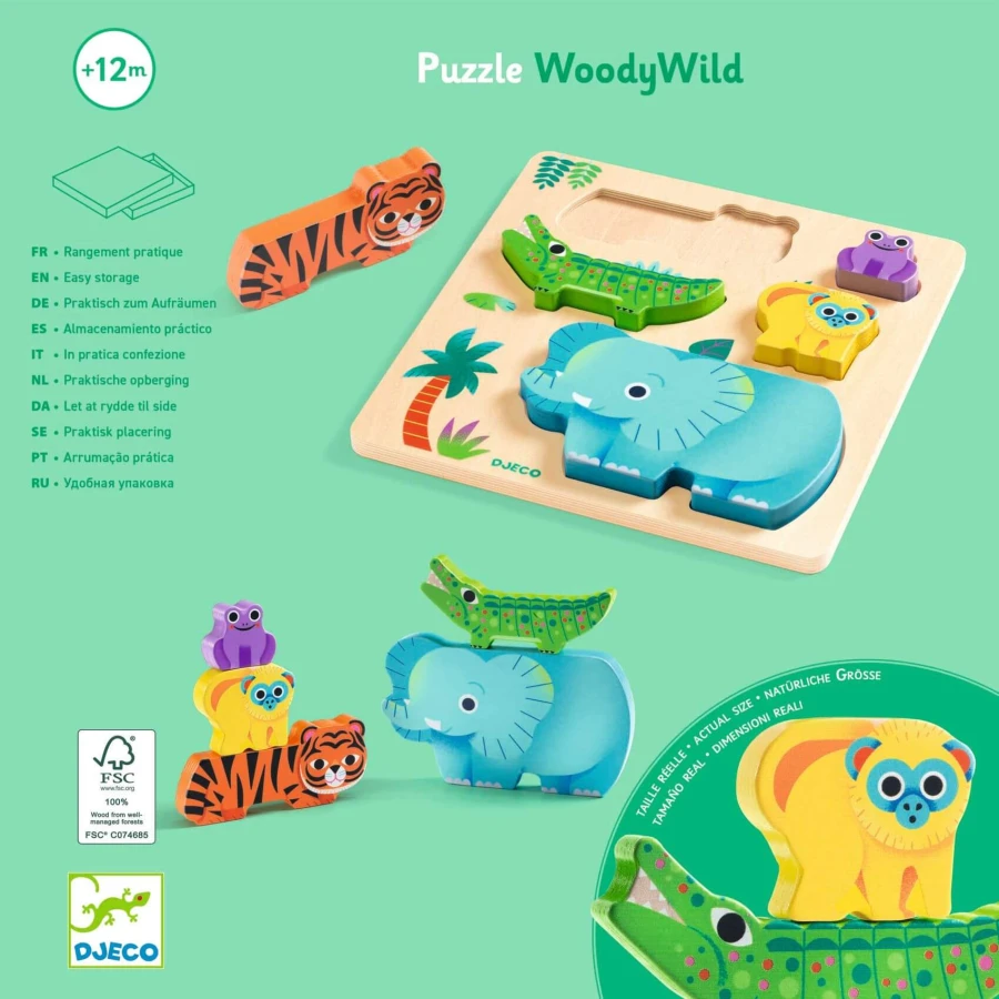 Drewniane puzzle DZIKIE ZWIERZĄTKA / Djeco