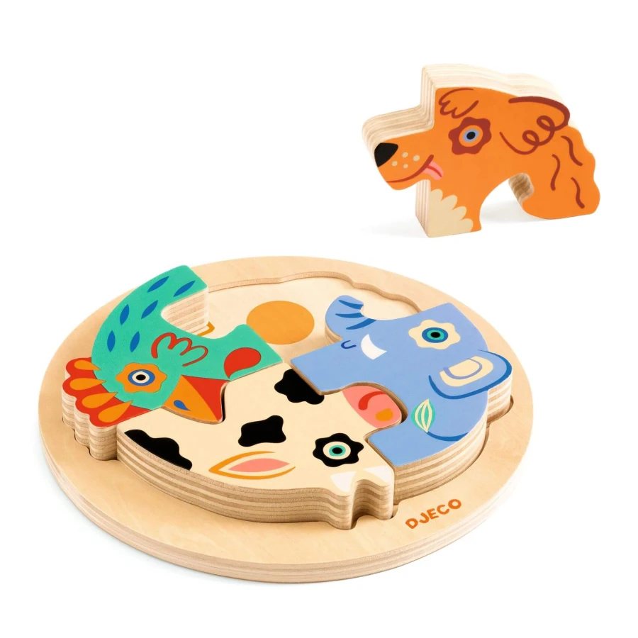 Drewniane okrągłe puzzle RONDO DOG / Djeco